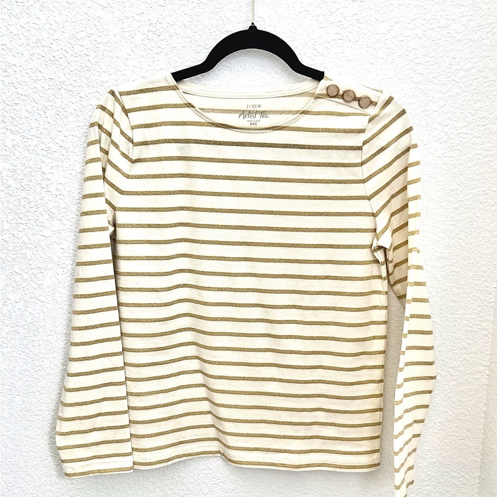 JCREW Artist Tee in Ivory and Gold stripes - Picture 6 of 10